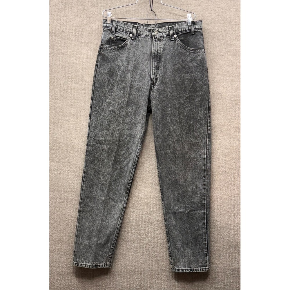 Levis 550 Jeans Mens 36x30 Gray Black Vintage Acid Wash Relaxed Fit Made USA